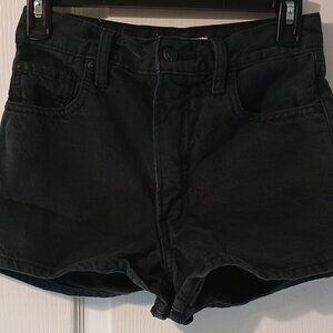 Levis Ribcage Shorts Women 26 Black High Waisted Denim Jean shorts